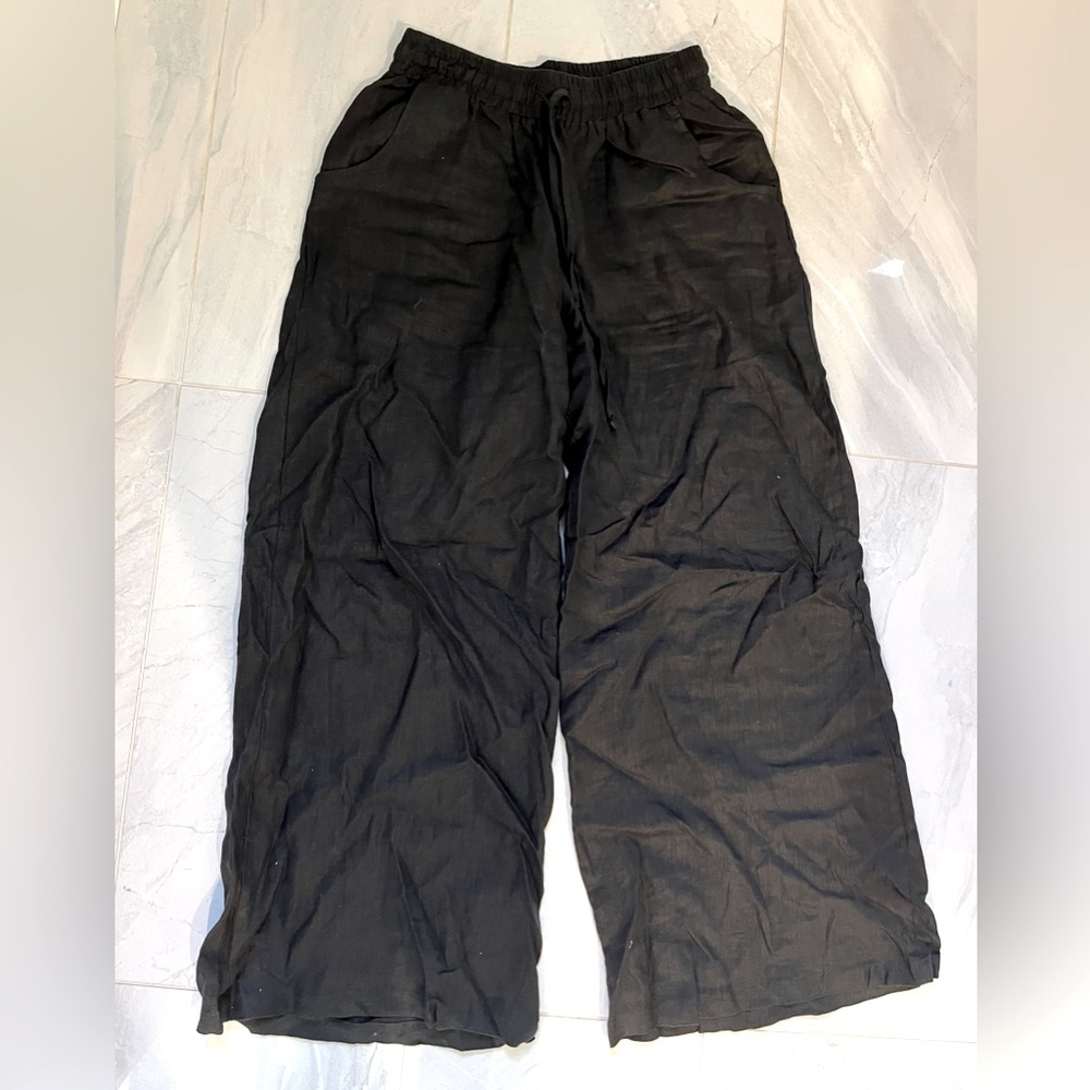 Risqué Pink Linen Pants and Black Linen Wide Leg Pants Size M